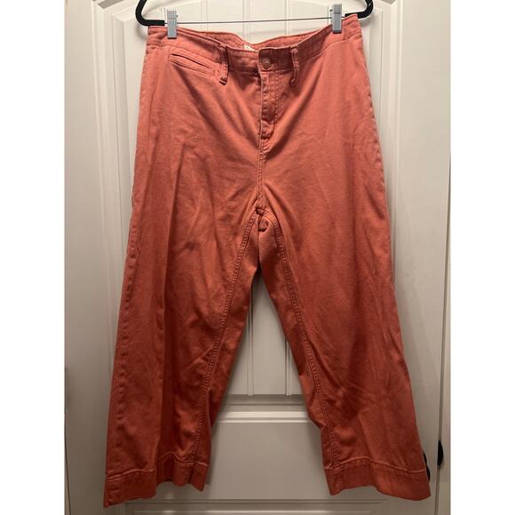 A New Day‎ Women’s High Waisted Stretch Cropped Wide Leg Pants Size 14 Orange - Picture 1 of 4